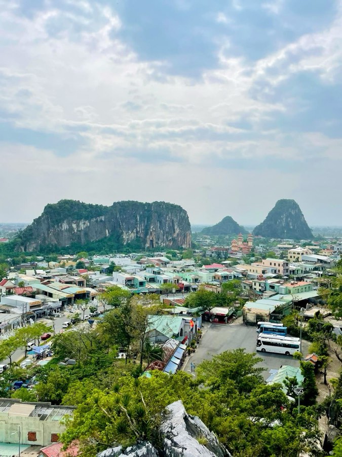 Da Nang cityscape with the Marble Mountains in background, Vietnam