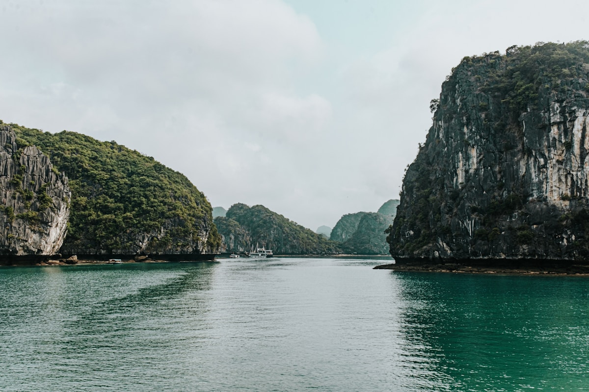 Aerial view of Vietnam's coastline and green landscapes