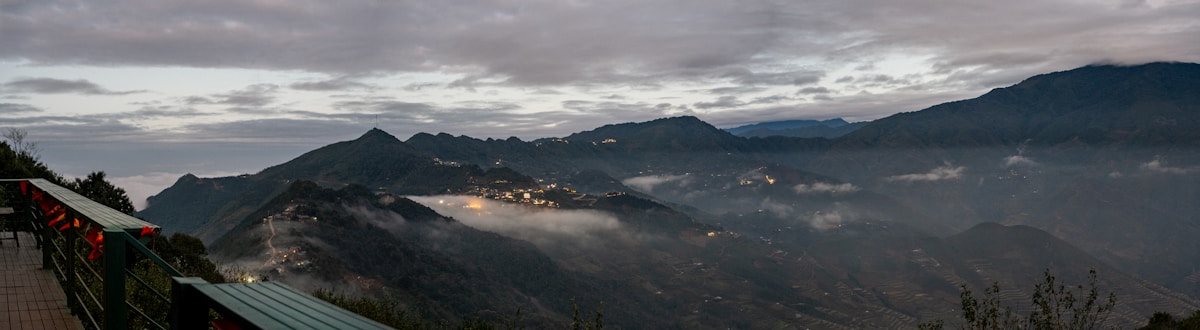 Mountain landscape at dusk, Mai Chau, Vietnam