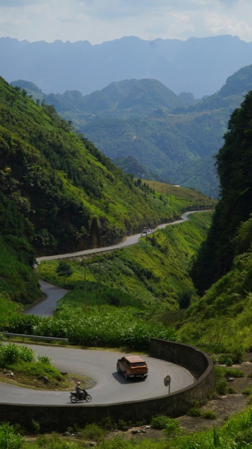 Winding mountain road in northern Vietnam