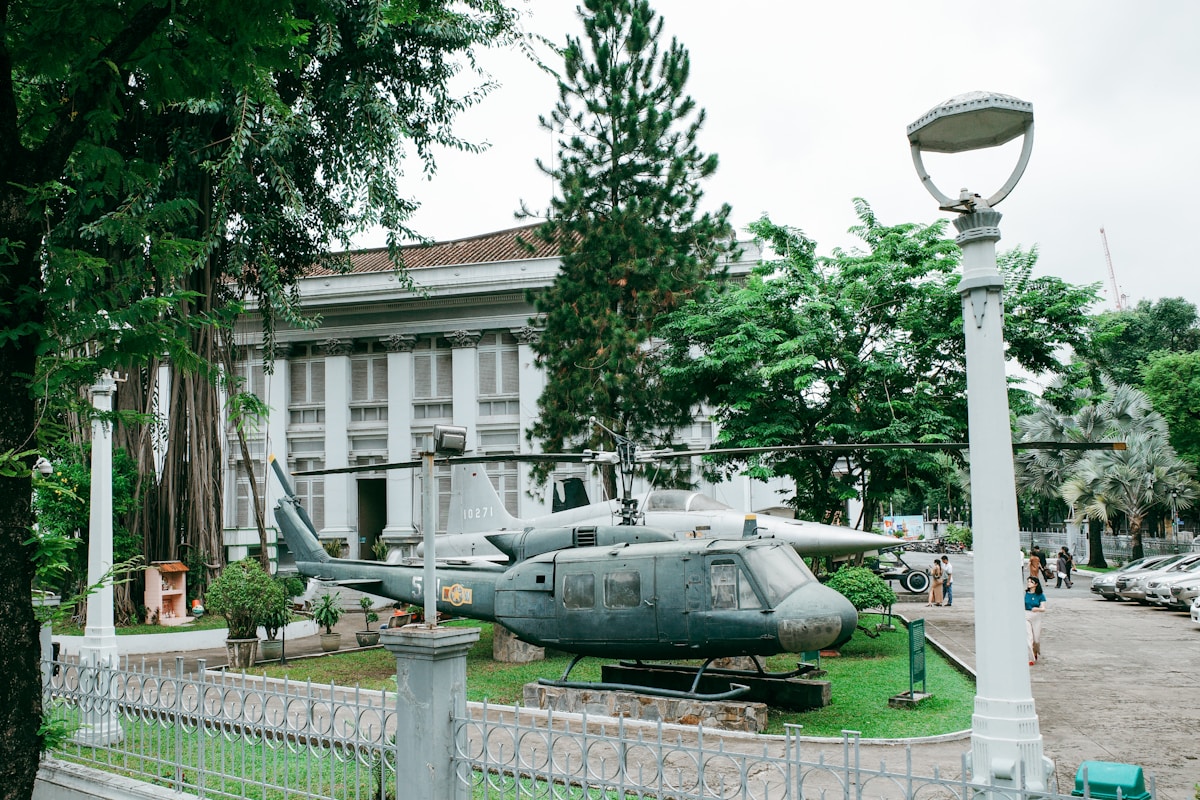 US military helicopter on display outside the War Remnants Museum in Ho Chi Minh City